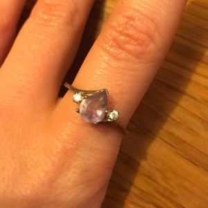 Silver Avon ring pink purple gem 952 size 9